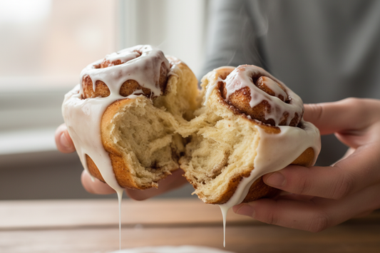 cinnamon roll being torn